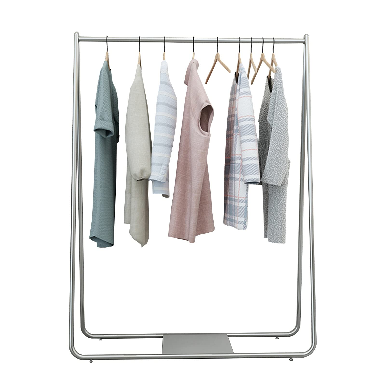 FGXHHS Metal Coat Rack with Storage Shelf, Freestanding Clothing Organizer, Garment Display for Home & Retail, Silver, 150x40x150cm, Shoe Storage, Clothes Hanger