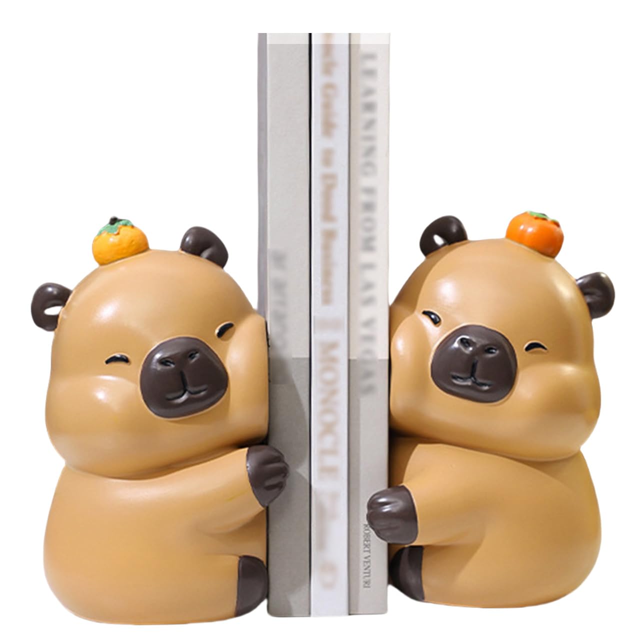 Cute Hug Capybara Decorative Bookends, Unique Animal Book Ends to Hold Books Creative Resin Book Holder Stopper for Home Office Desk Bookshelf Decoration