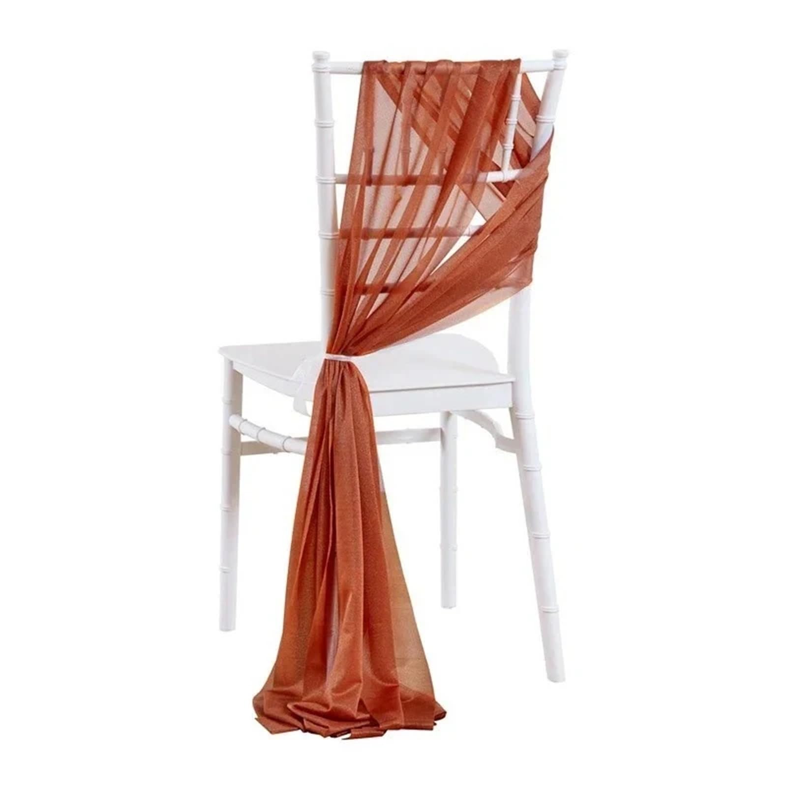 RRYPBOVG Chair Ribbon Chiffon Chair Sashes Wedding Ribbon For Church Party Banquet Event Aisle Cover Decoration(Orange,20X275CM 5PCS)