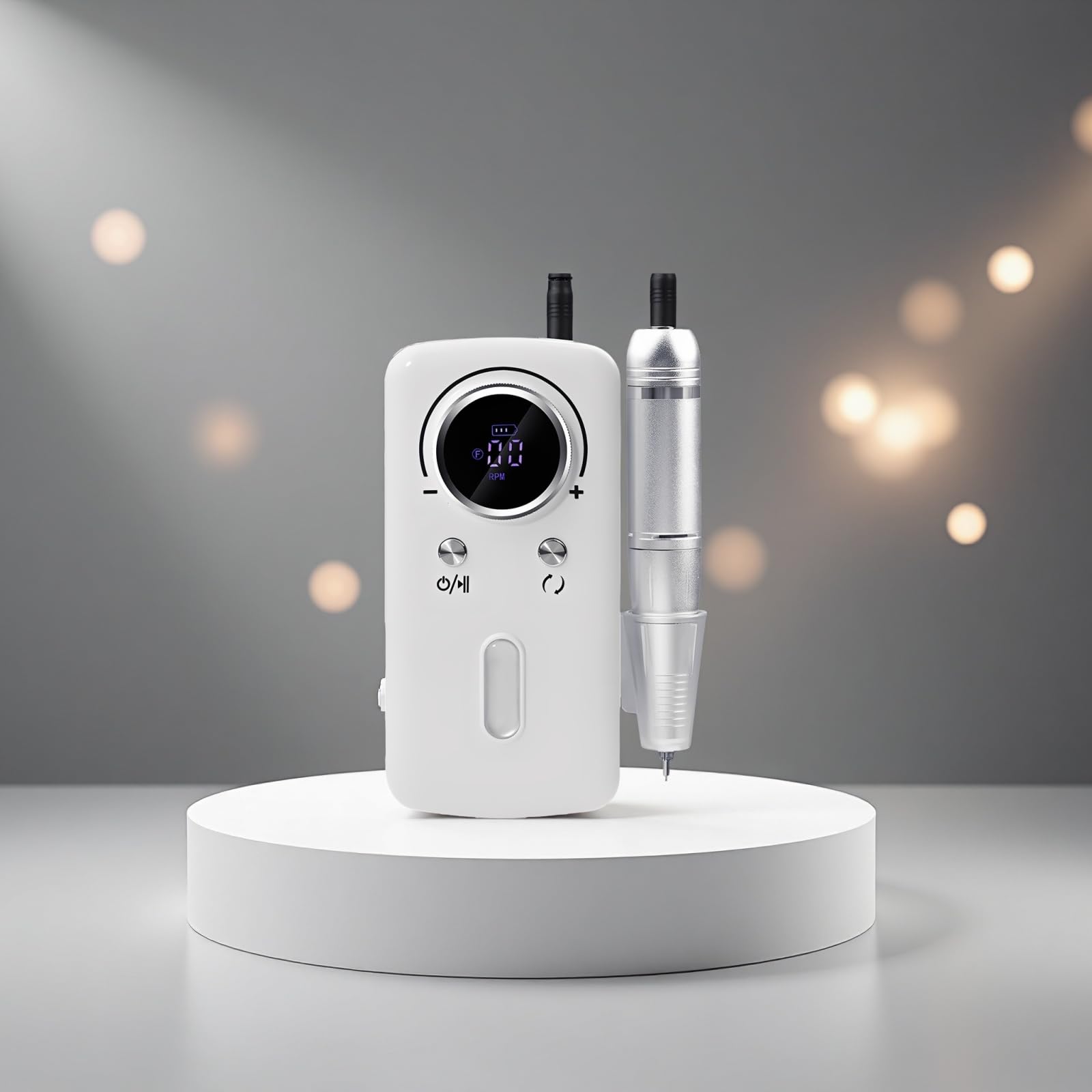 Trapano elettrico per unghie, portatile, ricaricabile, velocità 0-30000 giri/min, 6 punte da trapano, display LCD, direzione regolabile, batteria da 2200 mAh, interfaccia USB