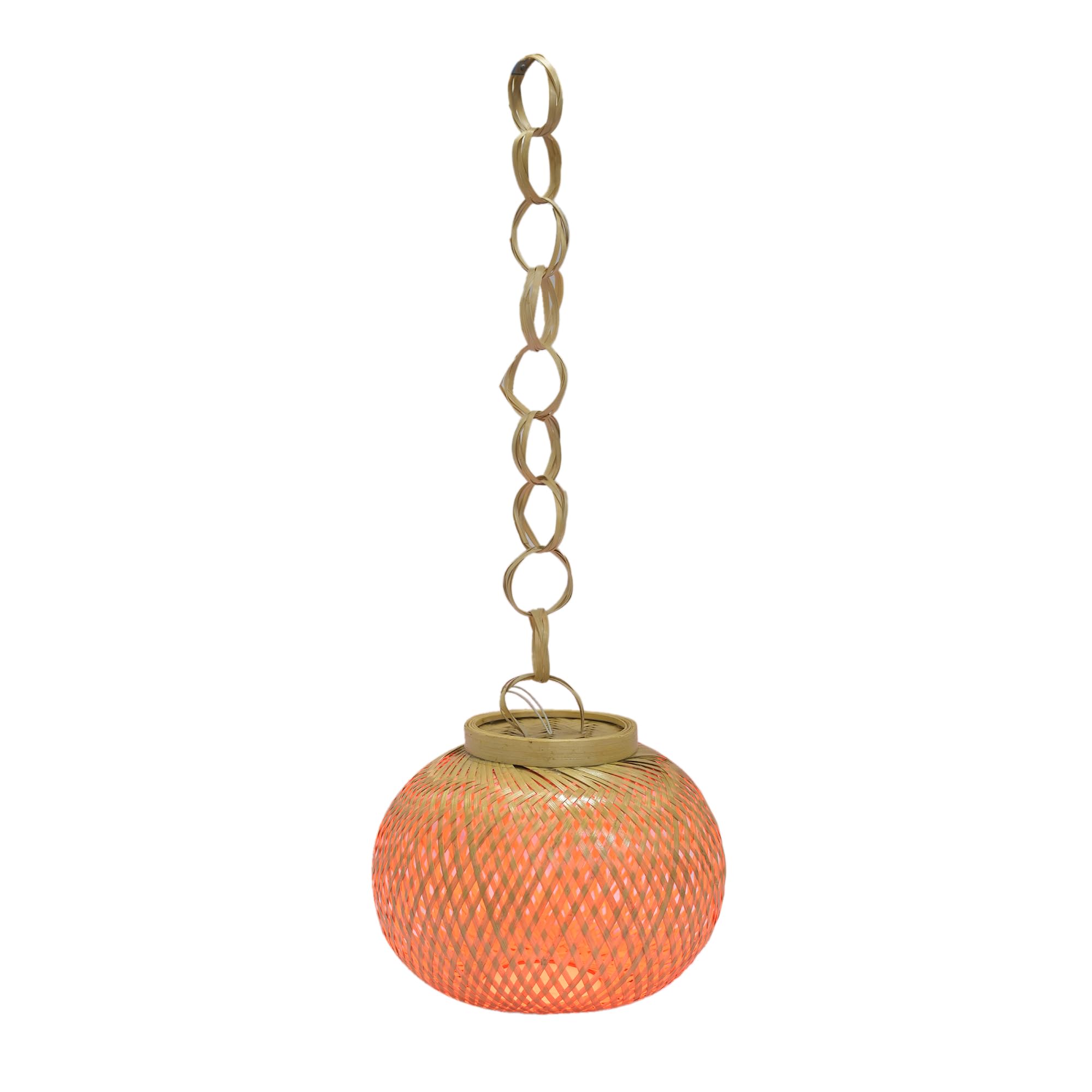 Handcrafted Bamboo Hanging Round Lamp Shade 5"ǀBamboo ArtǀHome DecorǀEco FriendlyǀBio-degradableǀDecorative Lamp ShadeǀIndoor outdor Diwali & Home Decorǀwith Wire & Holder (Brown) ǀ295 Grms-image-5