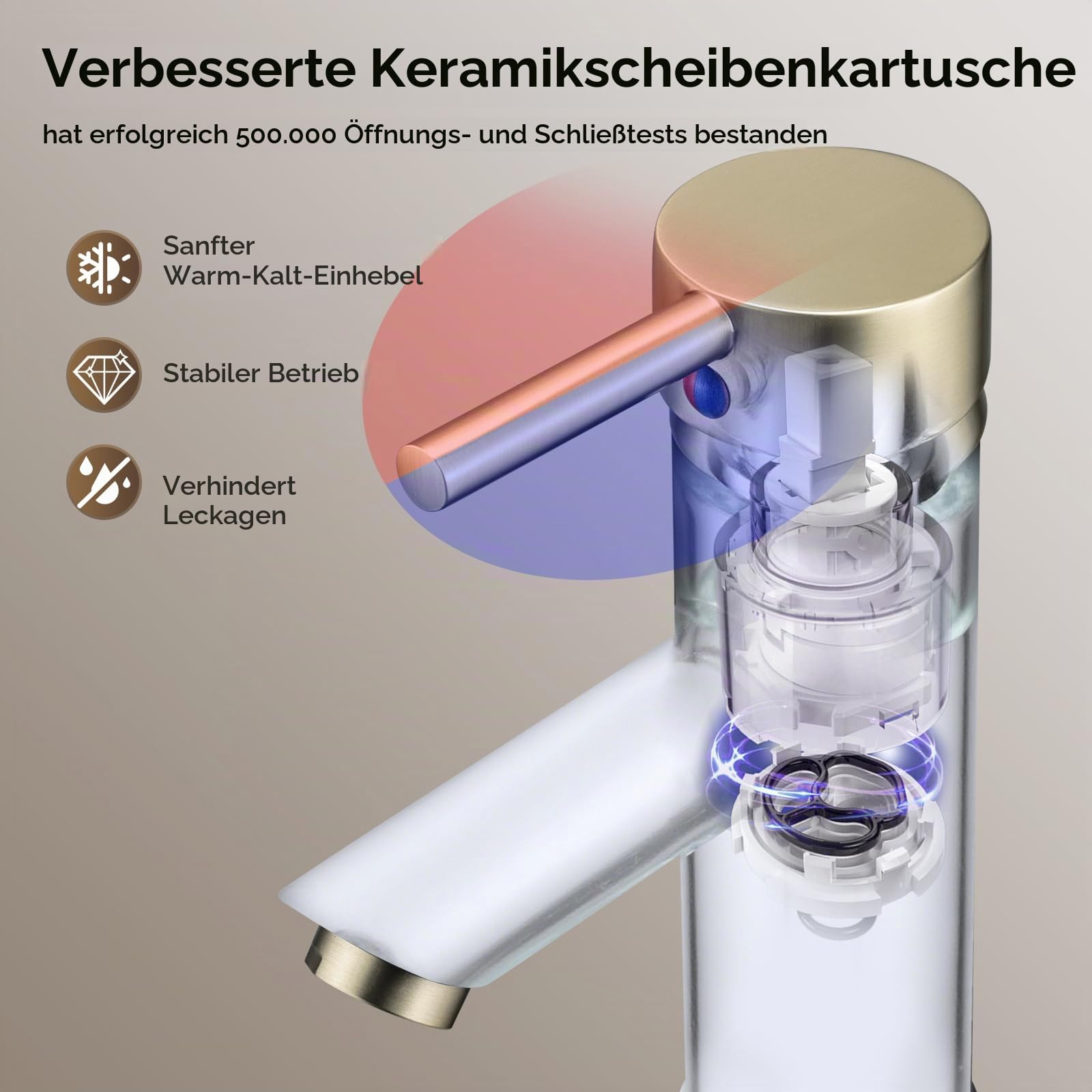 Hapilife Waschtischarmatur Bad Waschbecken Armaturen Schwarz und Gebürstet Gold Waschtischarmaturen, Monobloc Einhebel Heiß und Kalt Mono Waschraum Bad Wasserhahn mit UK Standard Schläuchen, Modern