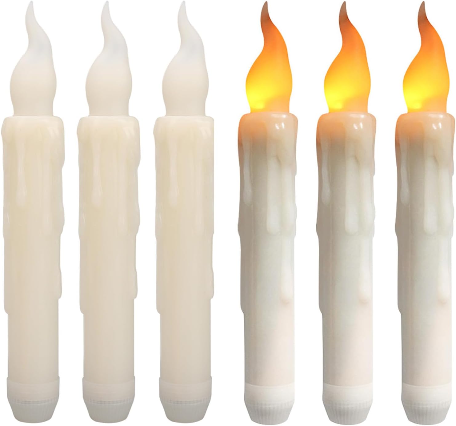 NAKIHOUSE LED Taper Candle Lights Pack of 6 Warm Yellow Flameless Battery Operated Window