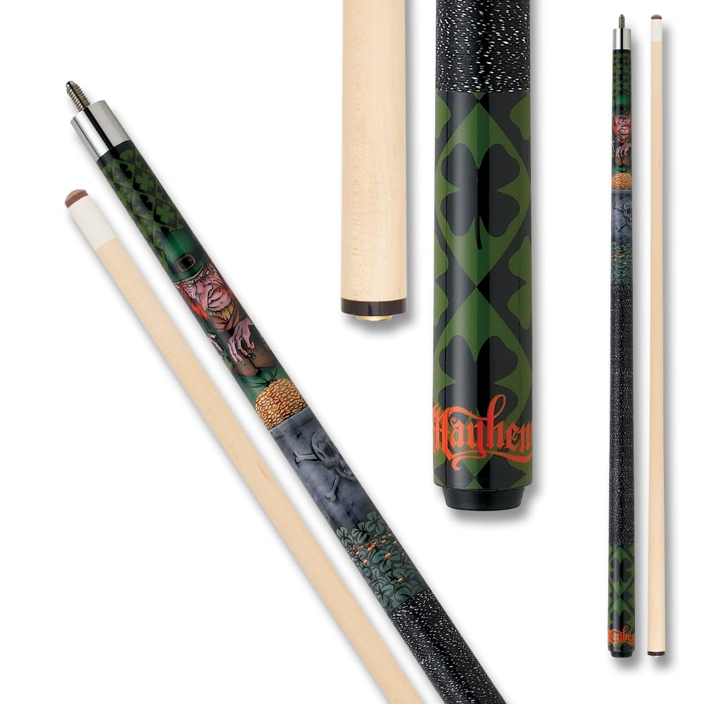 Action Mayhem Cues Adventure Series Billiards Pool Cue Stick, Leprechaun – 19oz