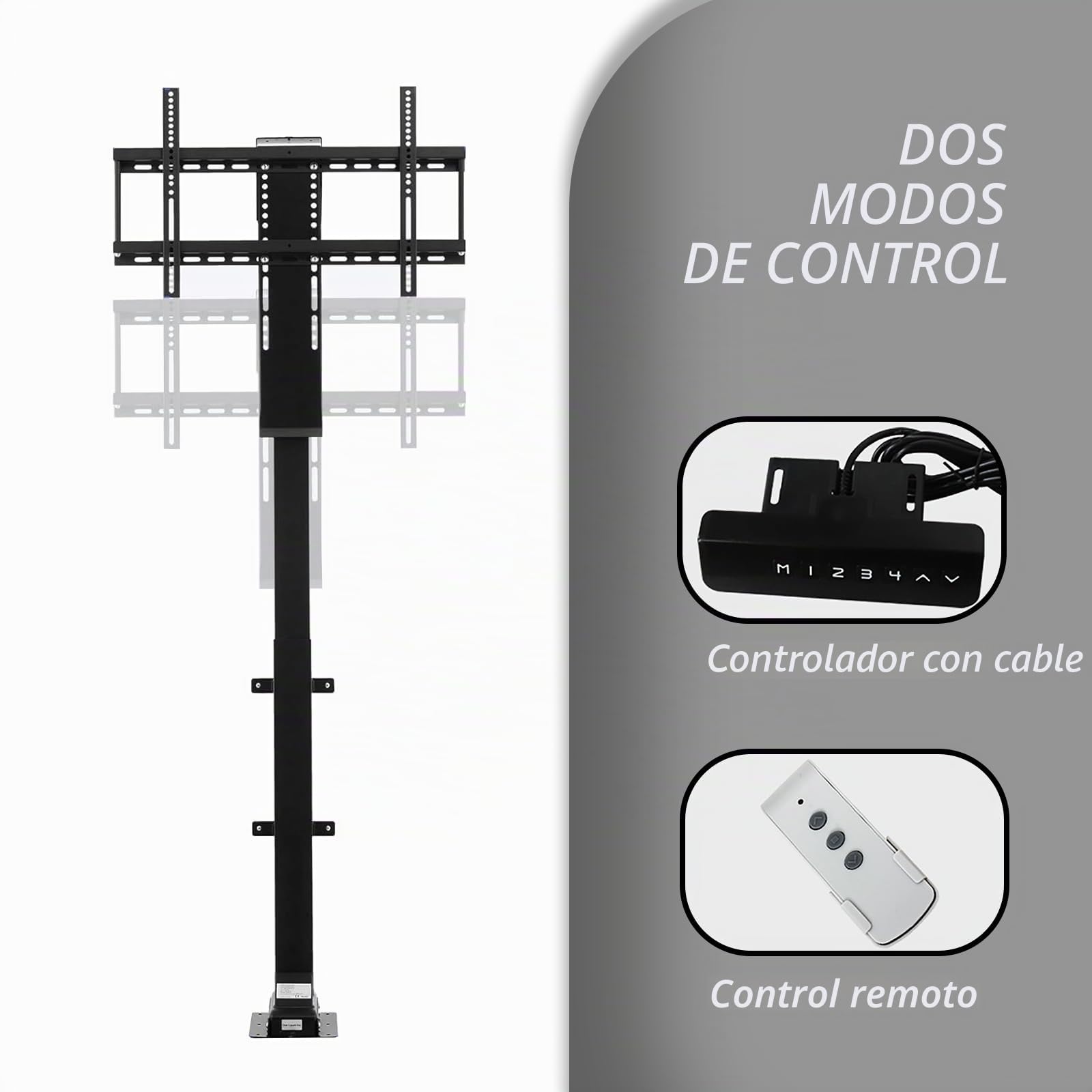 Soporte Techo TV Motorizado para Pantalla de 32 a 70 Pulgadas, Smart Ajustable Con Control Remoto, MAX VESA 600x400mm, Soporta 60kg