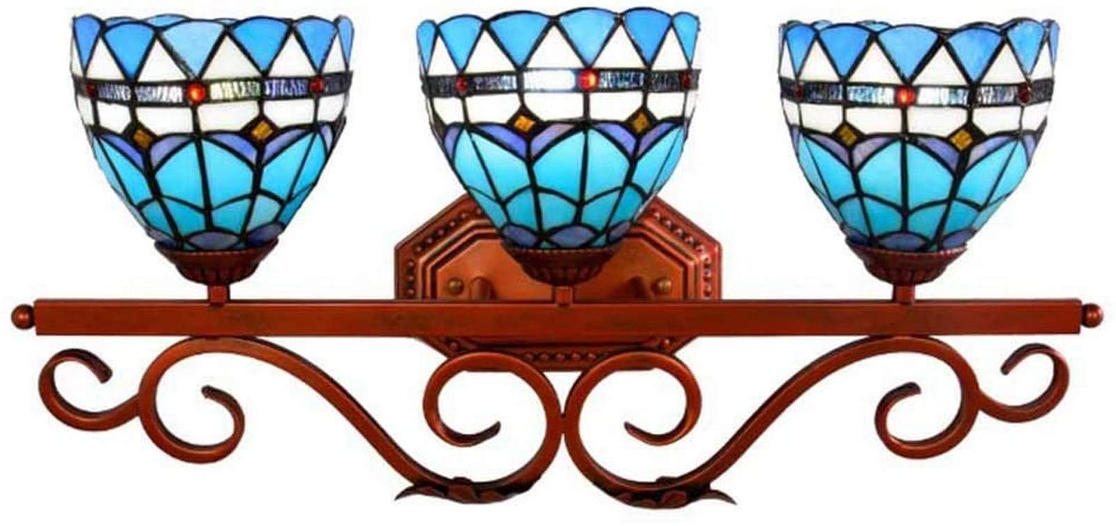 IUokLU Wall Lamp for Bedroom 3 Light Bathroom Vanity Light,Tiffany Style Stained Glass Wall Lamp,Vintage Baroque Wall Lamp,Decoration Handmade Gift Wall Sconces Fixtures for Bathroom Bedr(I)