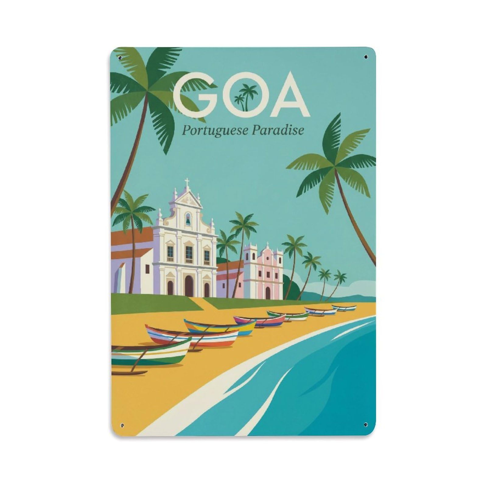 Huiyhb 8X12inch(20X30cm) Travel Retro India Goa Metal Tin Sign