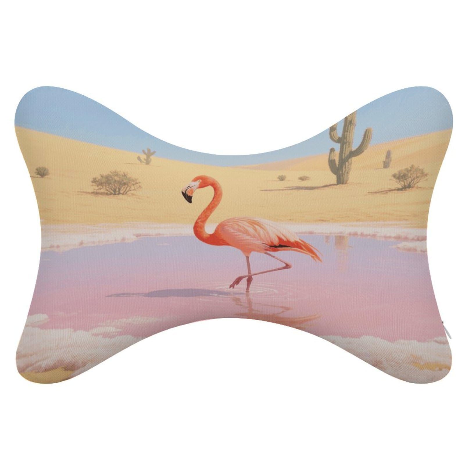 VstaDank Orange Flamingo in Salt Lake Car Pillow Soft Car Neck Pillow Breathable Dog Bone Shaped Travel Neck Pillows Washable Removable All-Season Universal Cars Head Rest Pillows