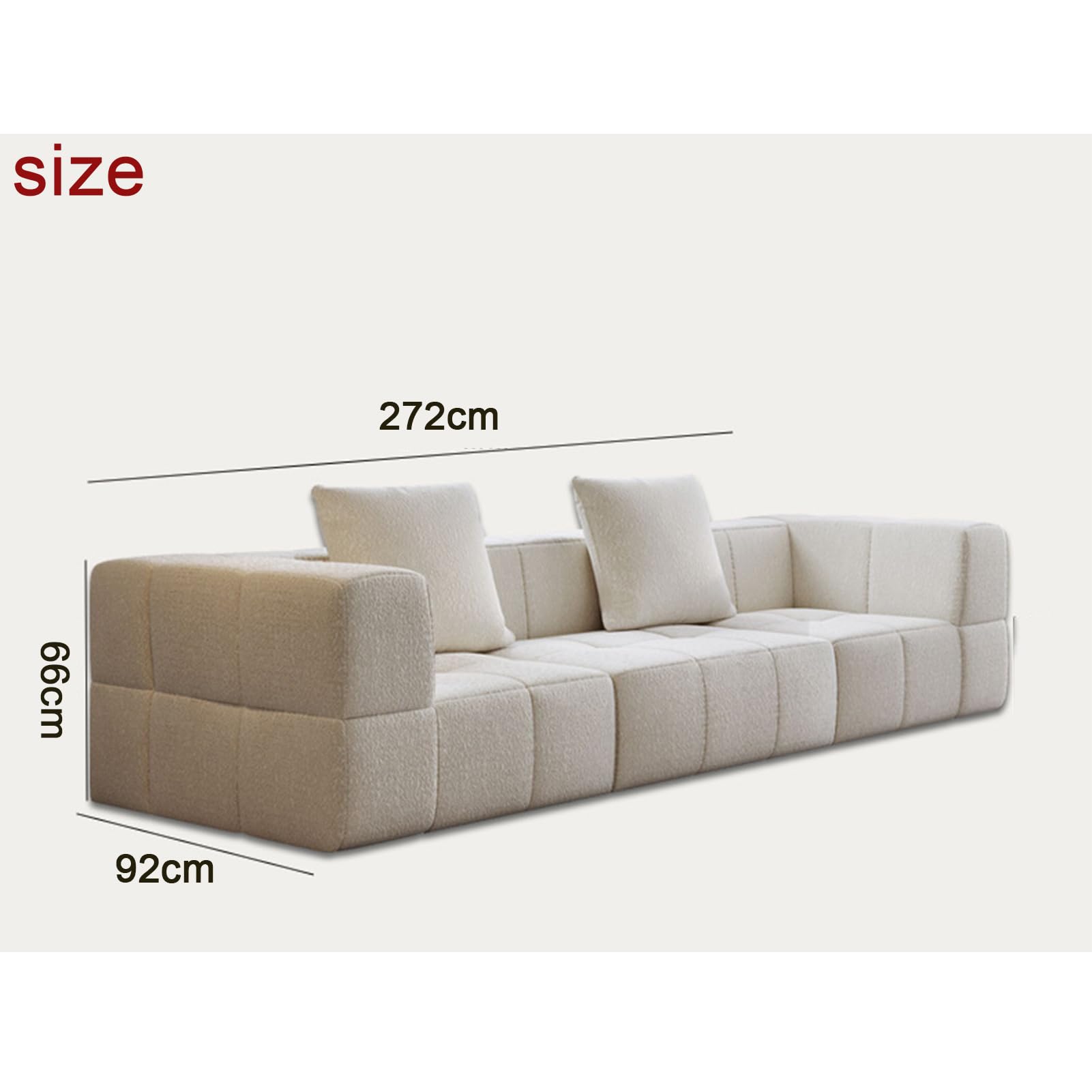 Trzyosobowa sofa z sztruksu, tapicerowana sofa podłogowa z podłokietnikami, bezstelażowa kanapa z oparciem, duża pufa-kanapa do sypialni i salonu.,White,three seater