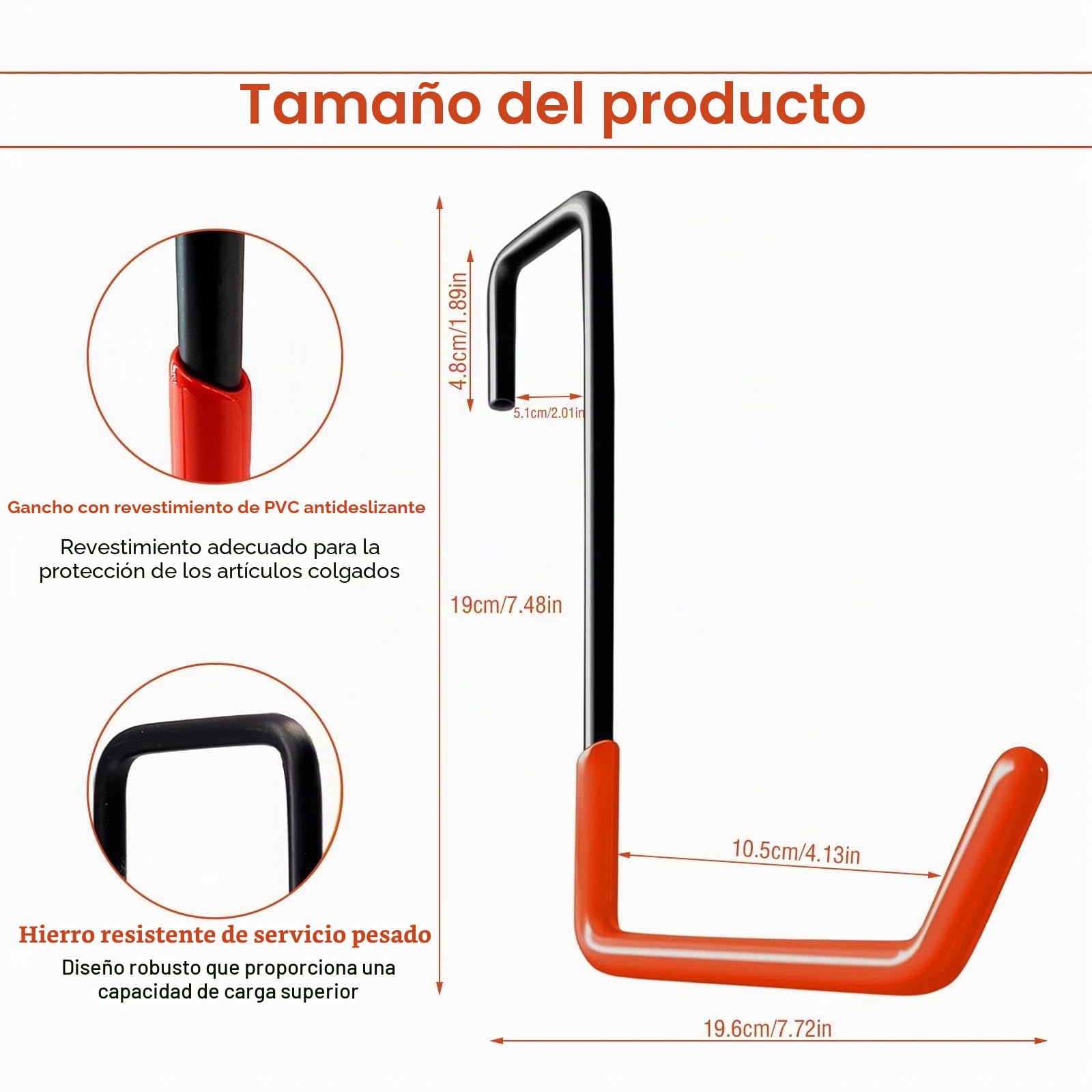 DEANKEJI 4 Piezas de Ganchos en S Ganchos, Adecuados para Cuelga Bicis Pared de Hasta 5 CM de Grosor, Robustos Colgar Bicicletas Pared para Colgar Bicicletas, Macetas y Herramientas de Jardinería