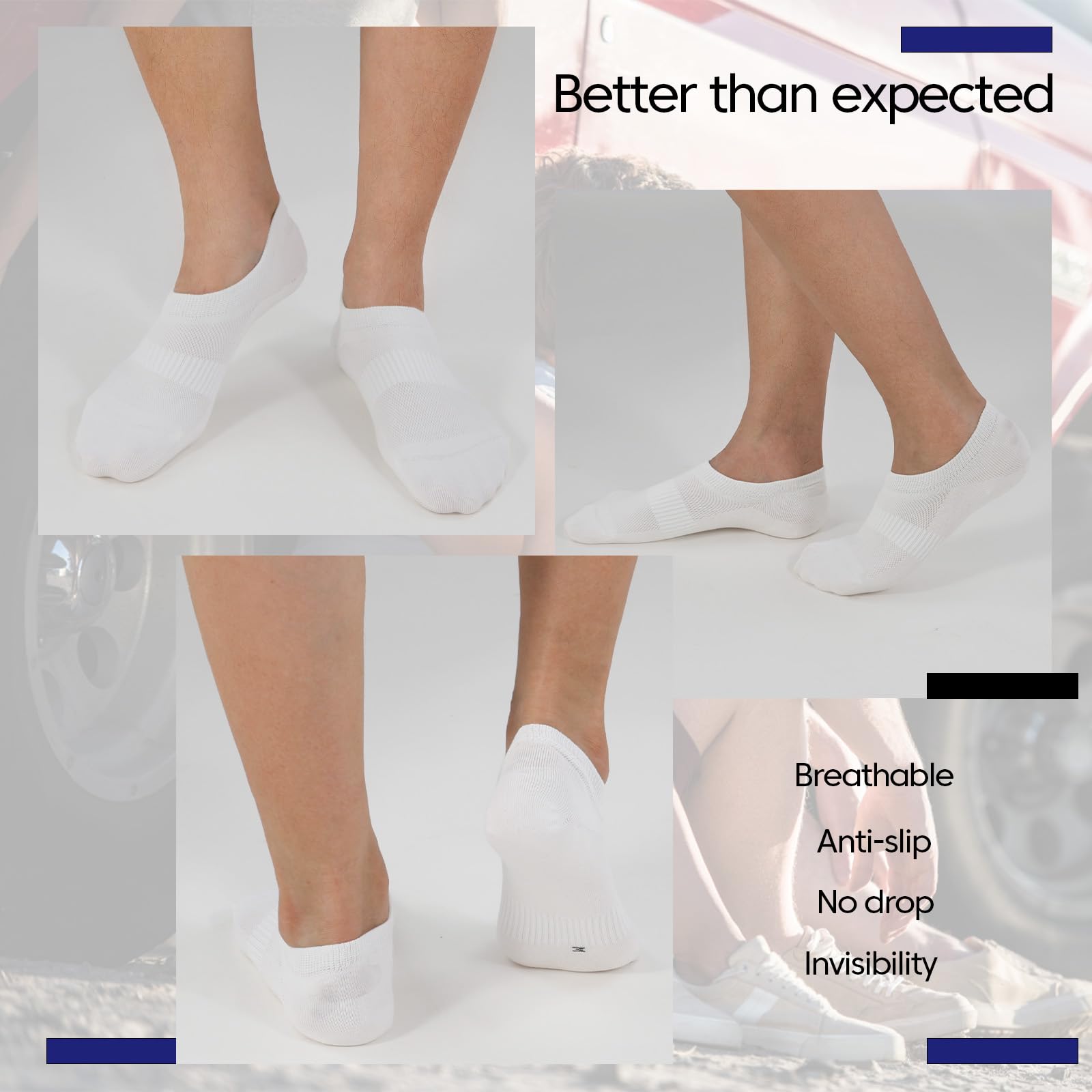 YORJOSOX Fantasmini Uomo Donna Calzini Bassi Invisibili in Cotone Corte Calze Fantasmini Uomo con Taglio Basso Antiscivolo Silicone Bianchi Neri
