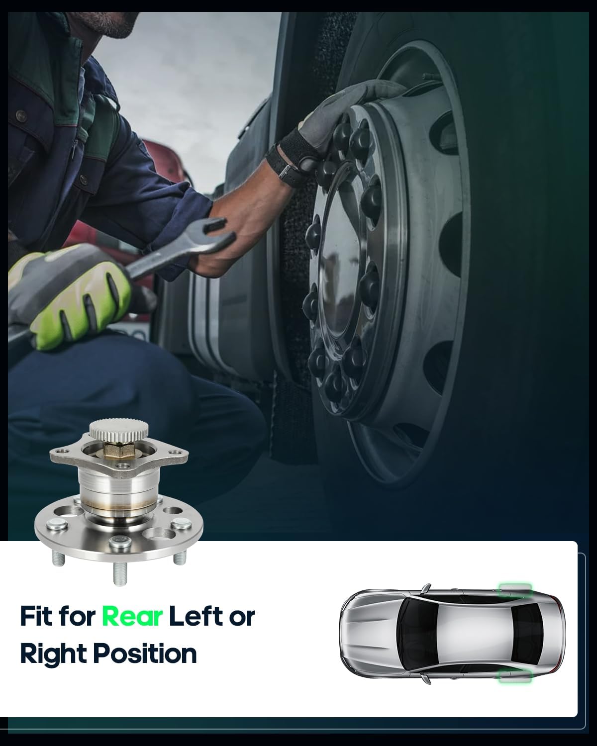 SCITOO Wheel Bearing and Hub Replaces 512310 Rear fit for Lexus Es300 1992-2001, for Rx300 1999-2003, for Toyota Camry 1992-2001, for Toyota Solara 1999-2003 Hub Bearing Assembly 5 Lugs W/ABS [1pc]
