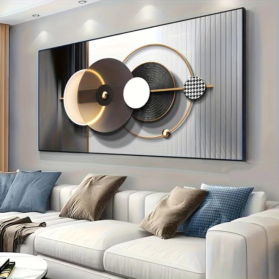 LTjiajuypd Quadro su tela con stampa astratta moderna, decorazione murale con linee circolari per soggiorno, poster e corridoio (70x140 cm)