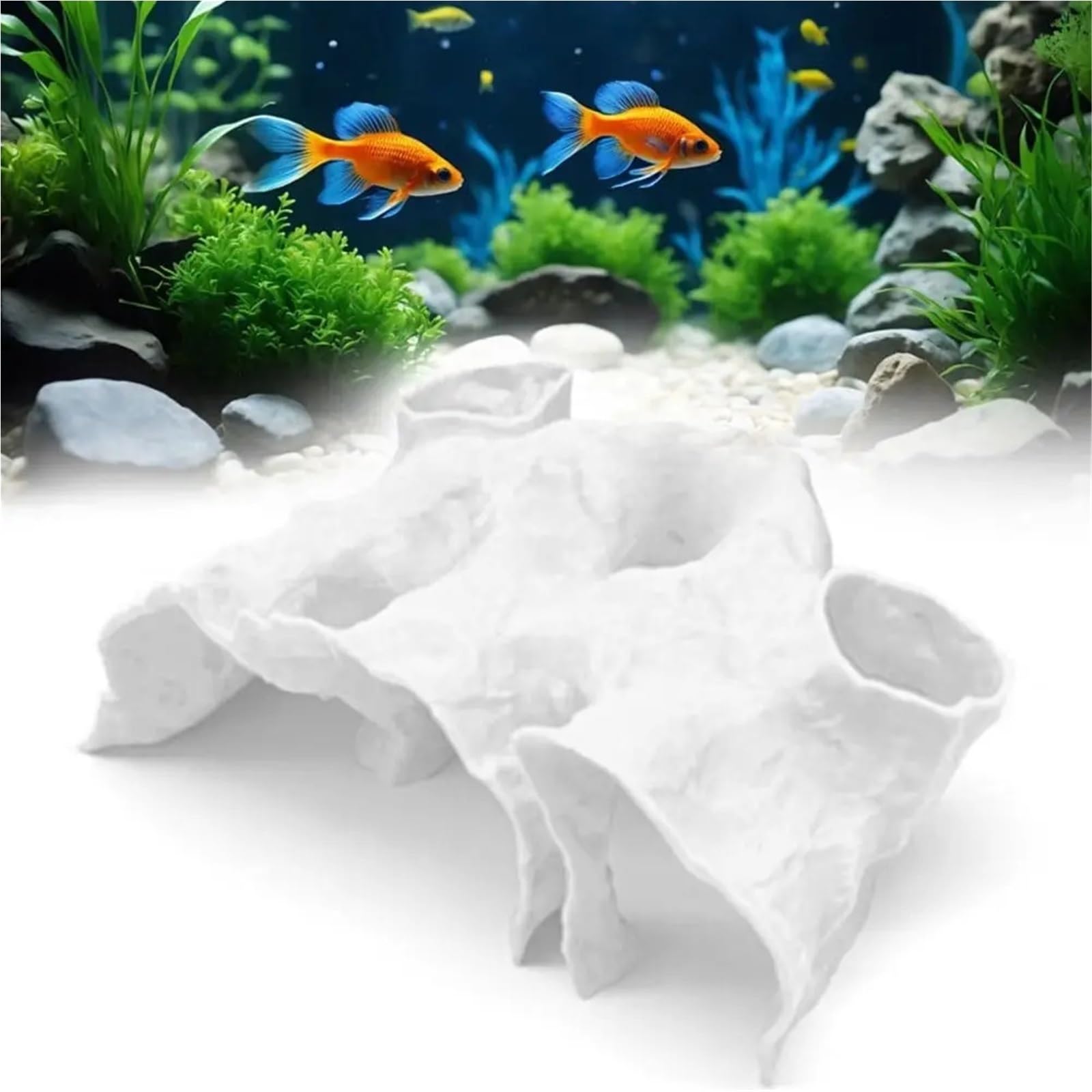 Decorazione Acquario Tunnel Divertente stampa 3D Tunnel di ghiaia Grotta Riposo Alimentazione sicura Allevamento Nido pesci for il tempo libero Decorazione acquario(Black,25cm)