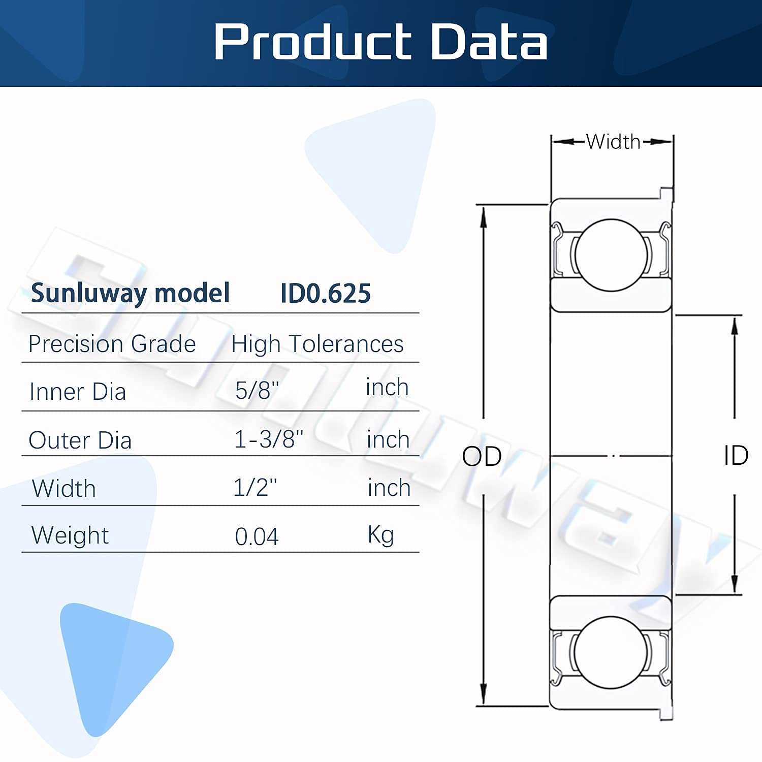 Paquete de 10 rodamientos de bolas con brida de 5/8" x 1-3/8" x 1/2", para cortacésped, carretillas, carros y camiones de mano, repuesto para JD AM118315, AM35443, Stens 215-038, 215-061, etc