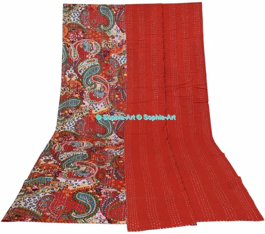 SophiaArt Paisley Print Kantha Sofa Bedspread Indian Bed