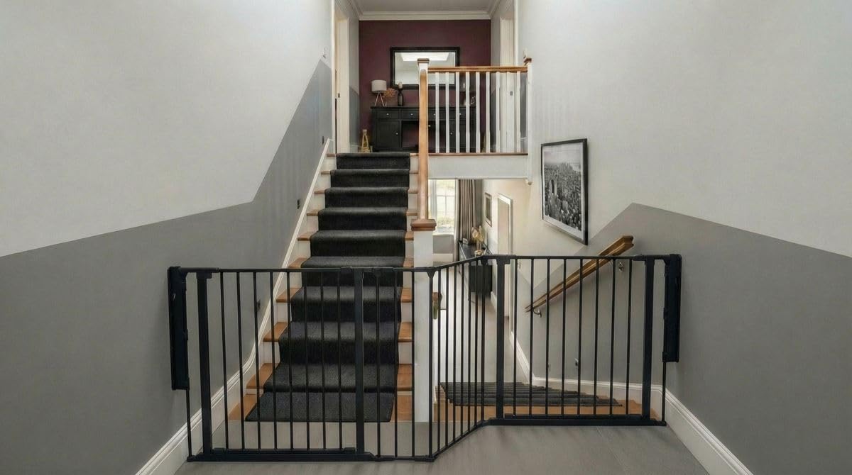 Safetots Two Door Multi Panel Stair Gate, Black, Up to 220cm — image 1