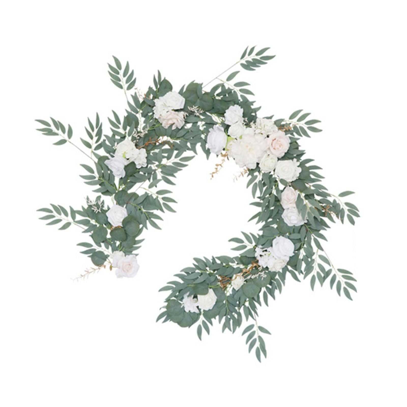 Elnwnnkc Artificial Rose Flower Vine Handcrafted Greenery Garland Table Runner Wedding Centerpieces Party Table Decorations Greenery Garland Runner Christmas Fall Handcrafted