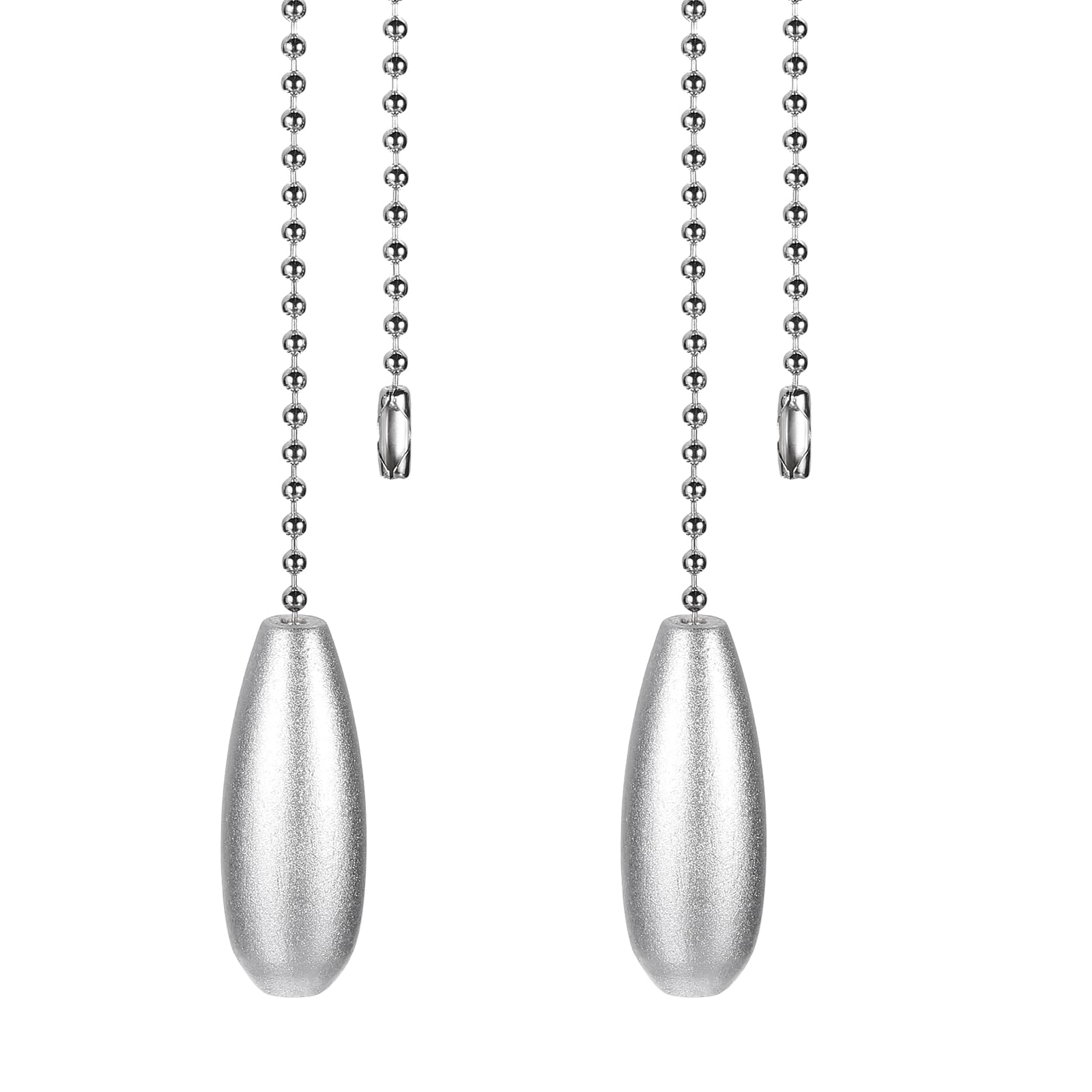 PATIKIL Ceiling Fan Pull Chain Extender, 2Pcs 12" Decorative Wooden Pendant Extension Chains Beaded Ball Pulls Cord Extender for Ceiling Fans Light Lamp Chandelier, Silver