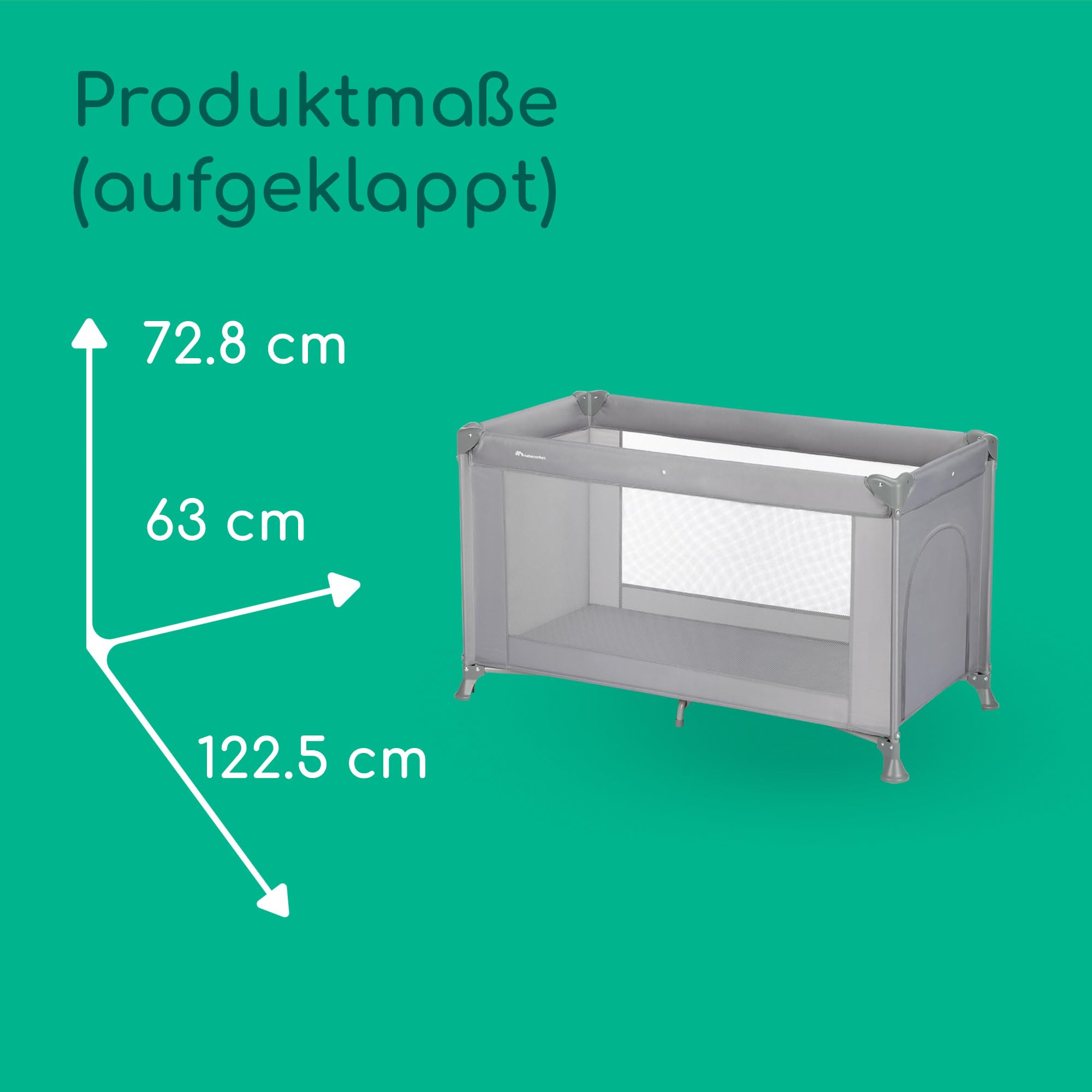 Bebeconfort Sweet Dreams, Baby Reisebett, 0–3 Jahre (0–15 kg), Reisebett leicht für Babys, Große gepolsterte Matratze, Seitenfenster, Einfach Kompakt Klappbar, Mit Reisetasche, Mineral Grey