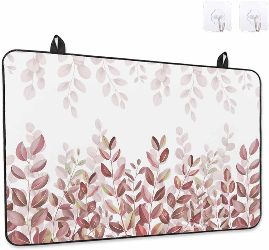 Stove Top Cover Blue Eucalyptus Leaf Stove Cover for Electric Stove Top Spring Watercolor Leaves Glass Cooktop Covers Anti-Slip Mat Heat Resistant Countertop Protector Kitchen Decor 31"x24"