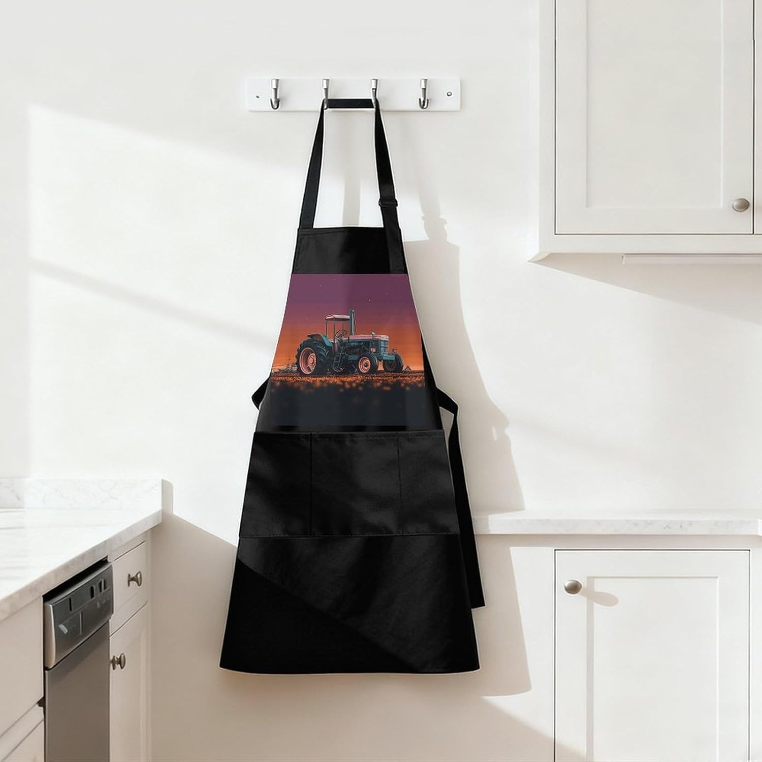Aesthetic Tractor Kitchen Cooking Apron Bib Apron with Pockets image 3