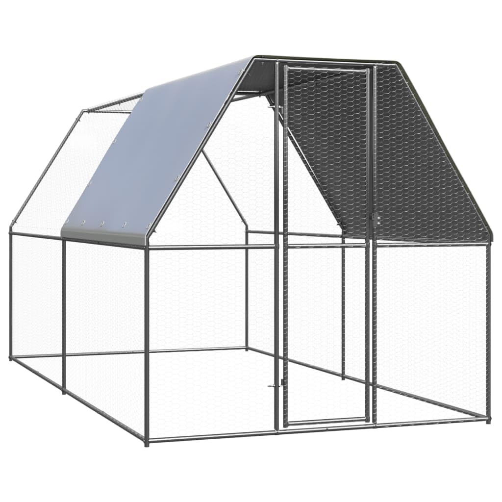 Jaula para pollos de acero galvanizado, 2 x 4 x 2 m, gran recinto exterior para pollos, patos y aves de corral, recinto estable para animales pequeños con techo y puerta con cerradura