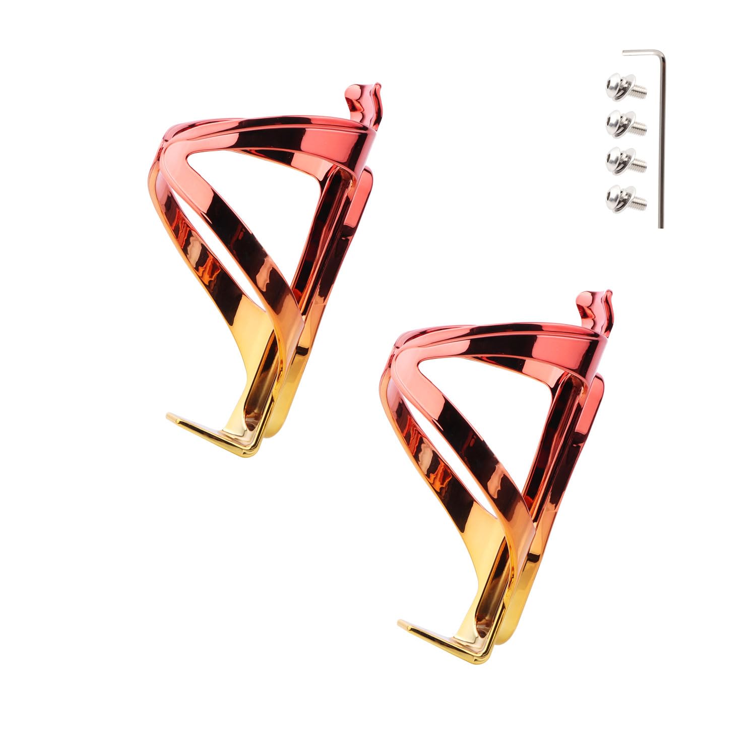 2 Pack Bike Water Bottles Holder, Made of Light and Sturdy Plastics, Gradient Bicycle Water Bottles Cage for Road and MTB Cycling