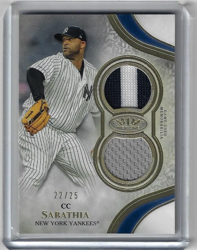 CC Sabathia Serial Numbered #22/25 Tier One Dual Relic Collectible Baseball Card - 2021 Topps Tier One Baseball Card #T1R2-CS (Yankees)