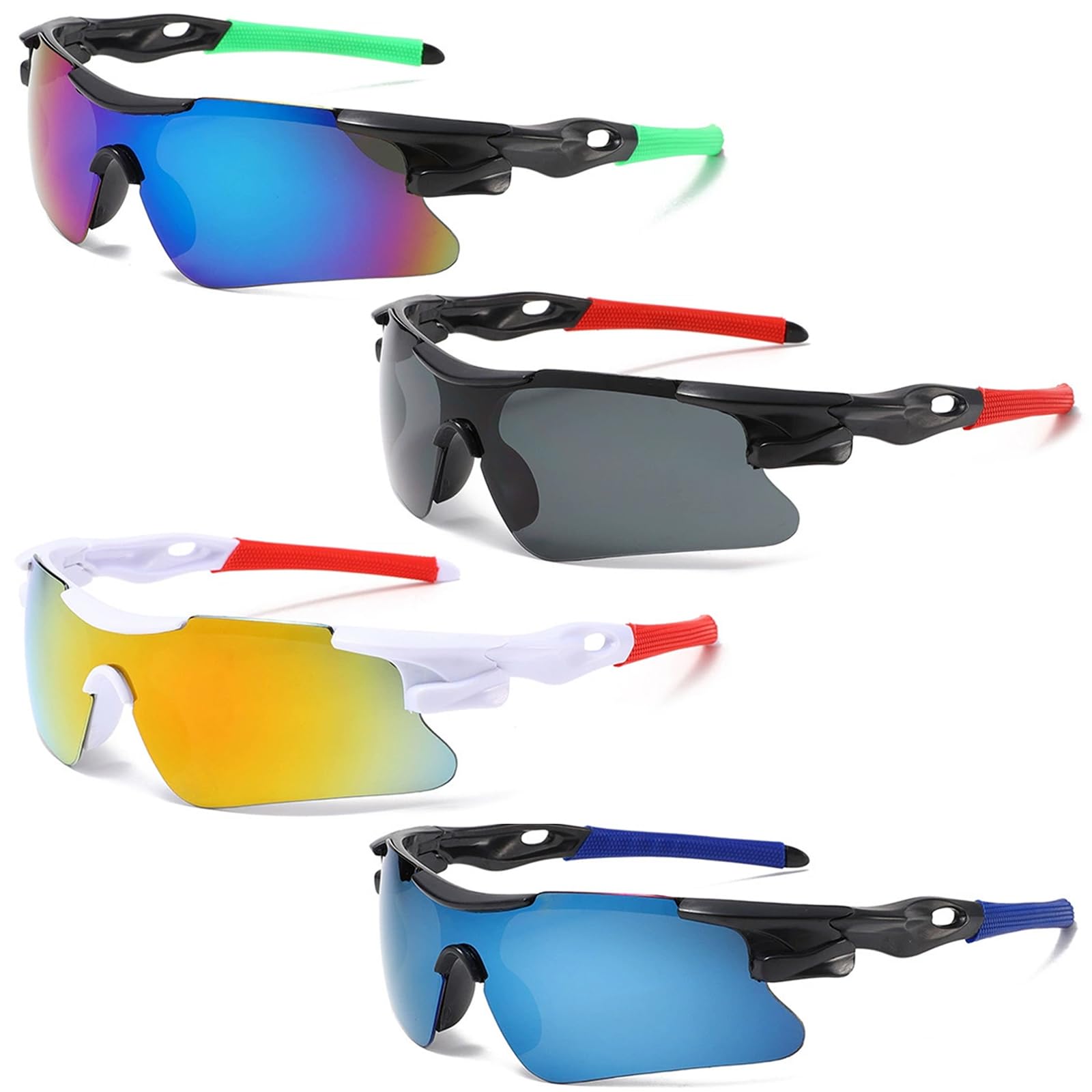 Kids Sunglasses, 4 Pack Sunglasses Boys Girls, UV Protection Sun Glasses, Lightweight Durable Design Sun Glasses, UV Protection Safety Goggles for Cycling Running Baseball Golf, for 14+ Boys and Girls