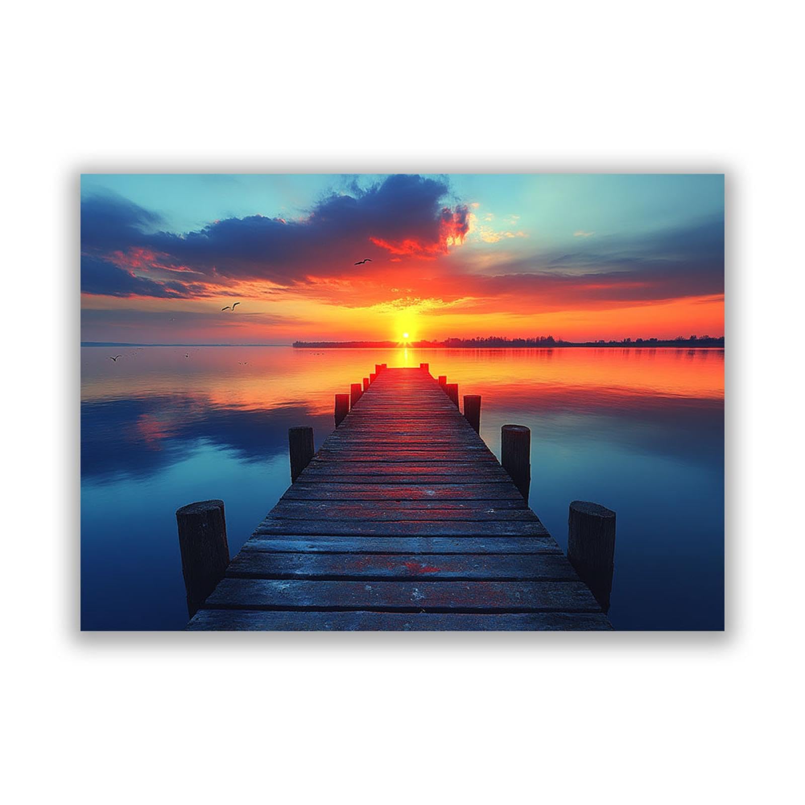 Amazon.co.jp: SHYAMIC 海絵 アート海 自然風景, 朝の穏やかな湖 海絵