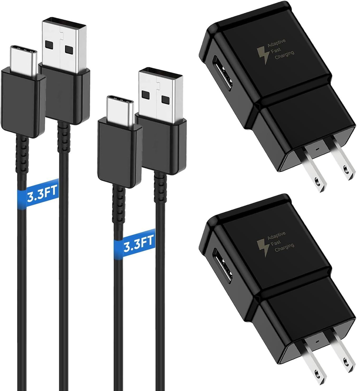 Type C Charger Fast Charging, USB C Android Phone Wall Charger Block & 3.3ft Charge Cable Cord, for Samsung Galaxy S25/S24/S23/S22/S21/S20/S10 Plus/S10E/S9/S8/S21 Ultra Note 8/9/10/20 etc (3.3Ft Black) Thumbnail