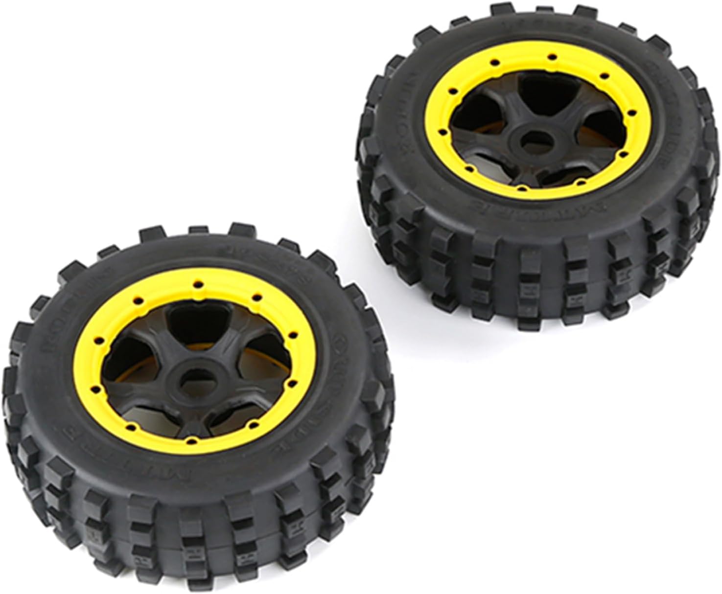 FLMLF Rc Car Knobby Front Wheel Tire 2pcs 195X75mm for 1/5 HPI ROFUN ROVAN KM BAJA 5T 5SC 5FT Truck Parts (Yellow)