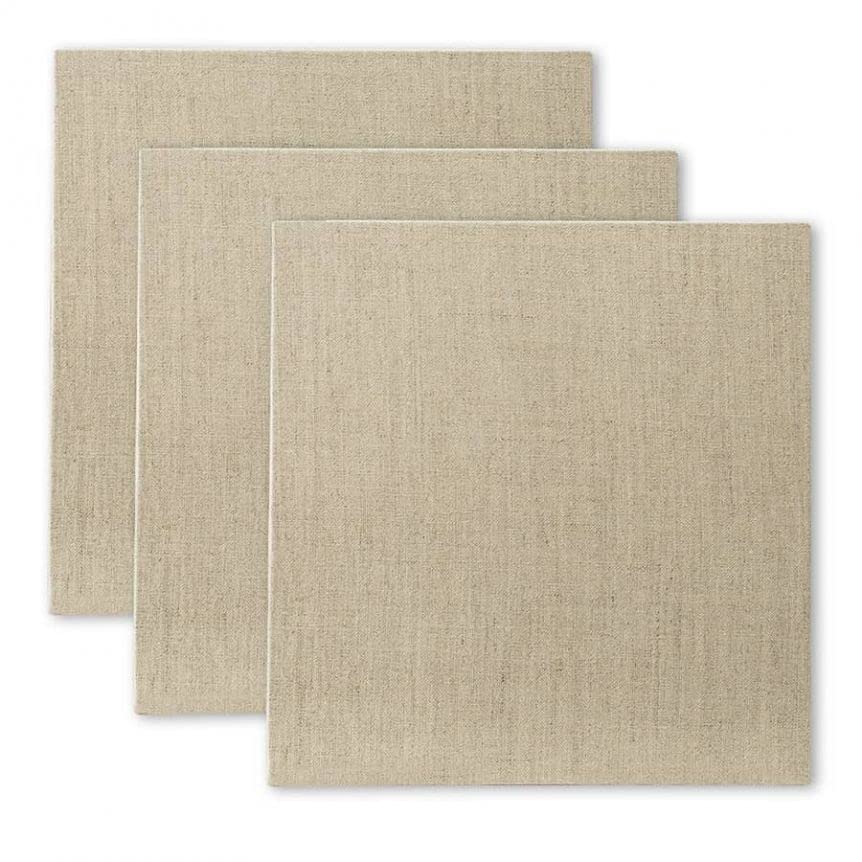SensoClear Primed Linen Panels - 8x8-3 Pack of Panels for Painting Oils, Acrylics, Pastels and More