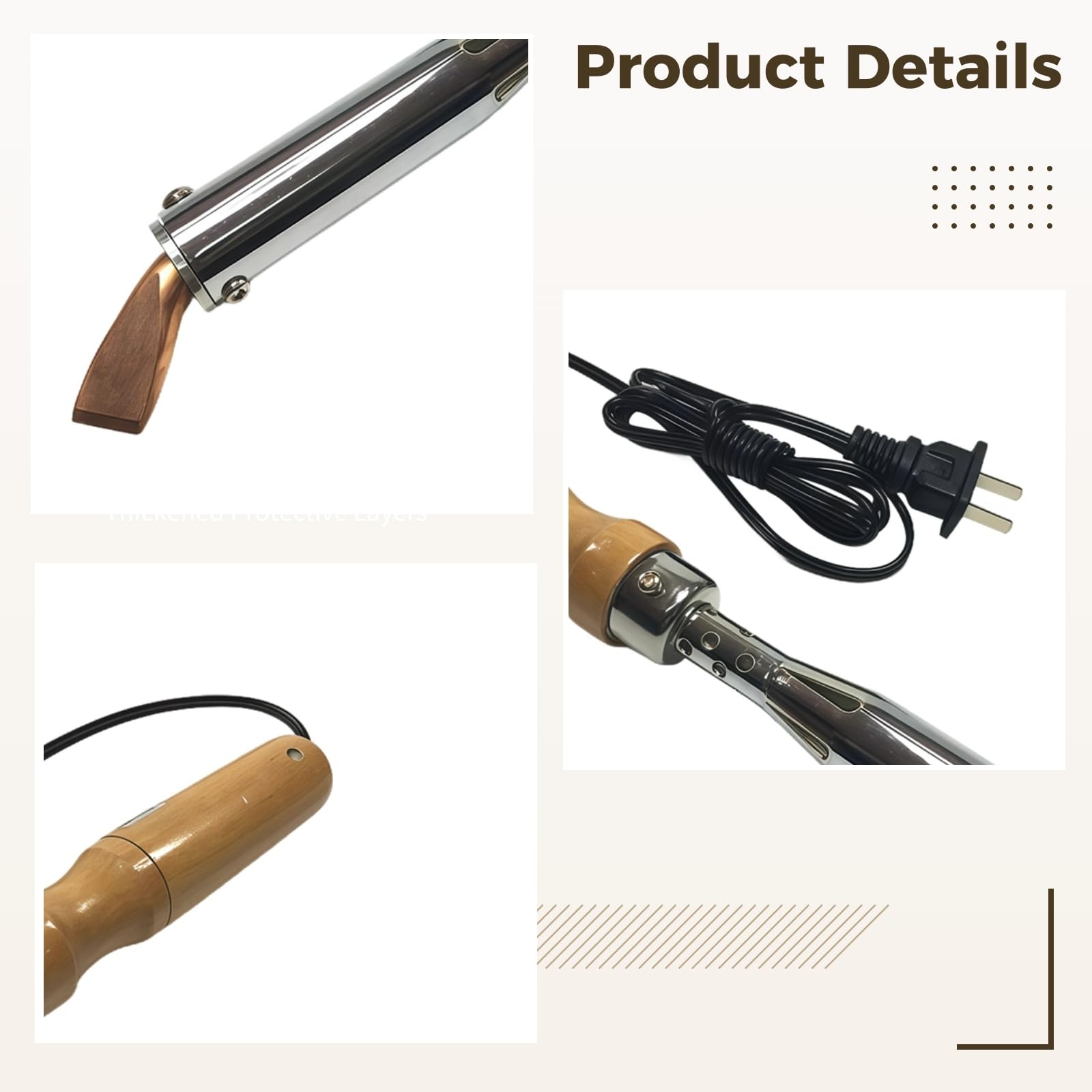 Fer à souder 100 W – Manche en bois, coque en métal, pointe remplaçable