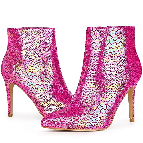 Perphy Snakeskin Printed Metallic Boots Pointed Toe Stiletto Heel Ankle Boots for Women2