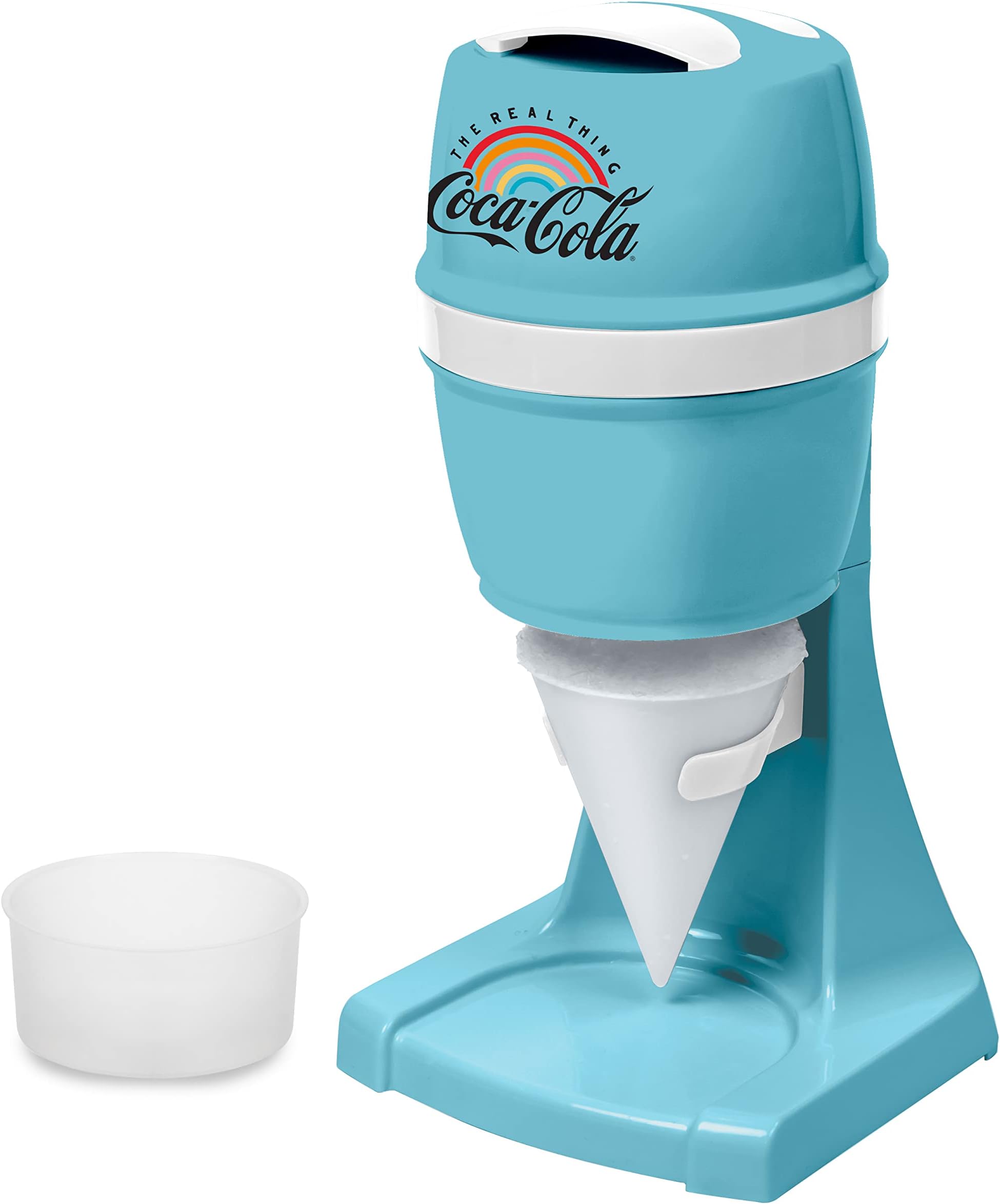 NostalgiaCoca-Cola Snow Cone Shaved Ice Machine - Retro Table-Top Slushie Machine - Includes 1 Reusable Plastic Cup and Ice Mold, Coke Blue