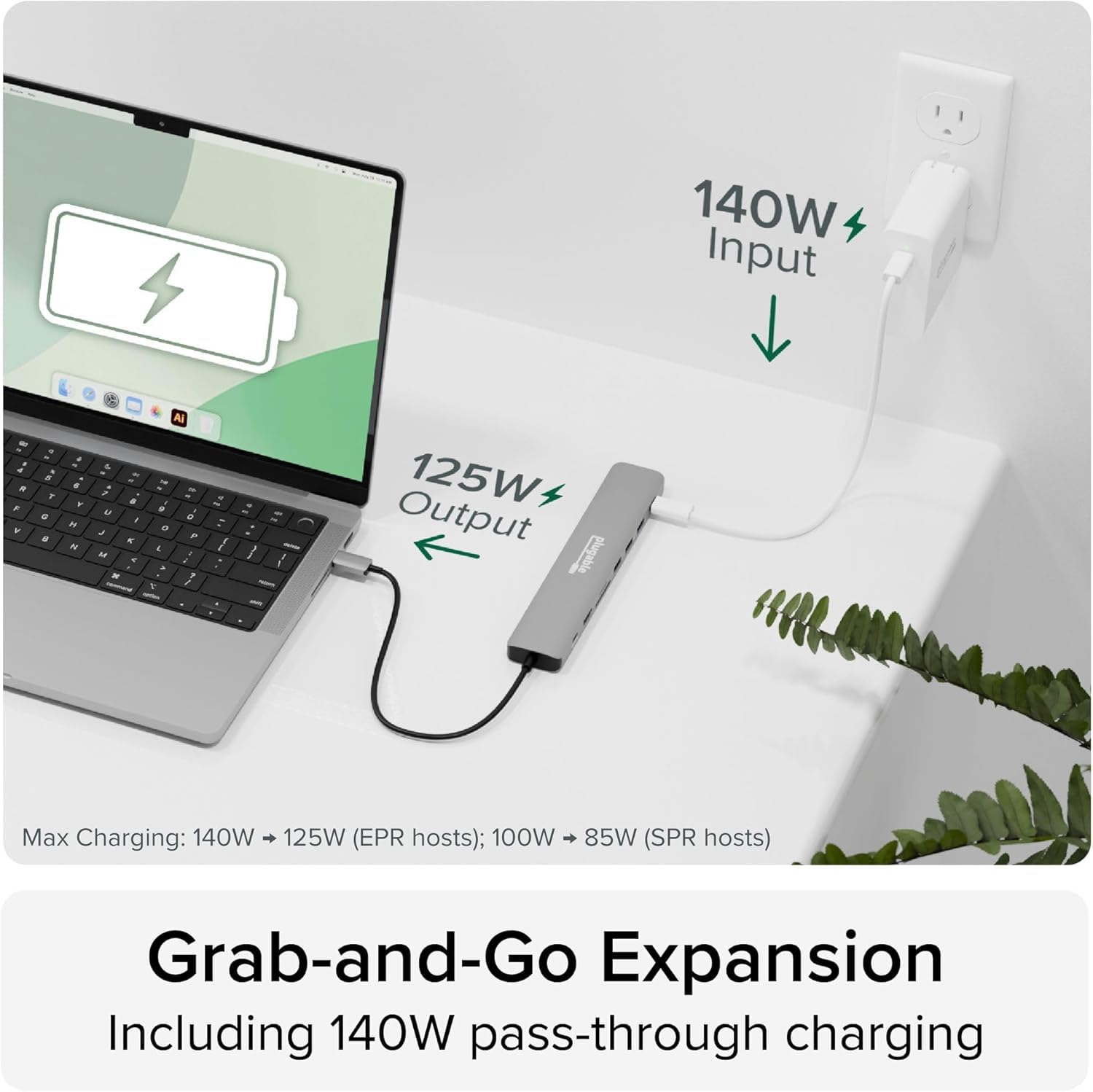 Adaptador multipuerto USB C: 9 en 1 con carga PD de 140 W, HDMI 4K 60 Hz, transferencia de datos de 10 Gbps, Gigabit Ethernet, SD para USBC, USB4, Thunderbolt MacBook, Windows, Chromebook (USBC-9IN1E)