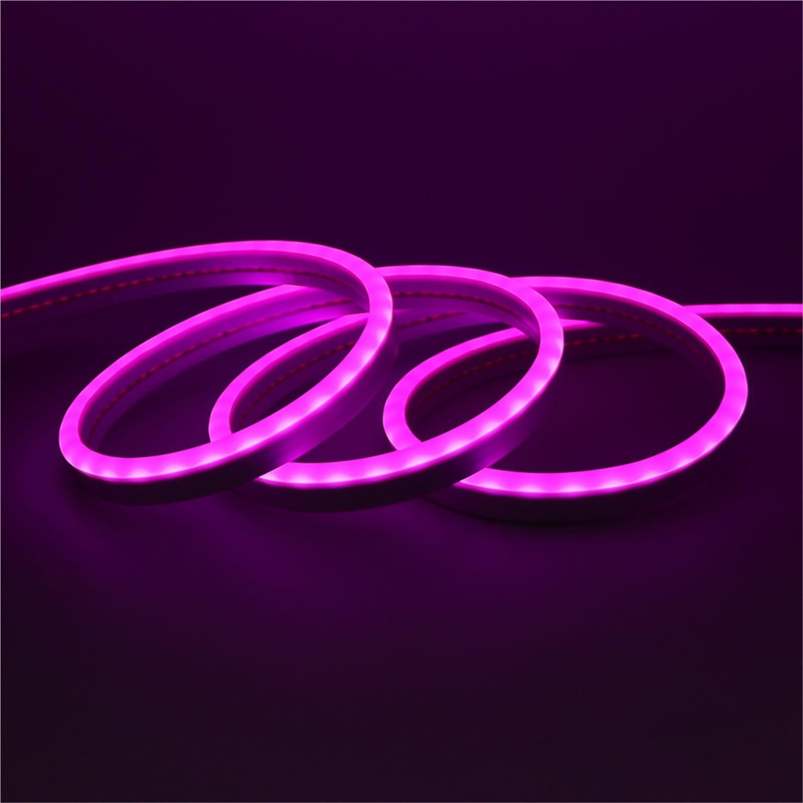 Tira de neón DC 24 V 0,5-20 m, impermeable IP67, multicolor, retroiluminación de TV, manguera de silicona flexible para el hogar (morado, 20 m)