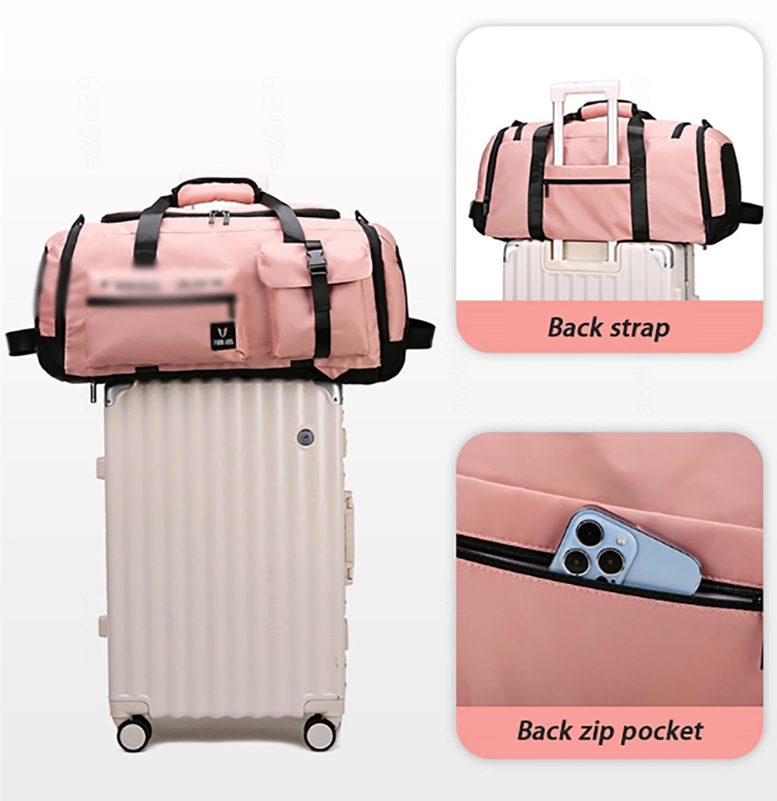 Borsone Da Ballo Ragazze - Borsa Weekend Nylon Con Scomparto Scarpe, Rosa