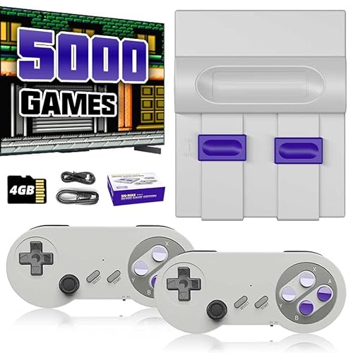 VILCORN Retro Game Console with 5000 Games, 4K HDMI-Compatible Plug and Play TV Game System, Built-in 16-Bit & 8-Bit Classic Games, Retro Gaming Machine with Dual Controllers, Nostalgic Gift