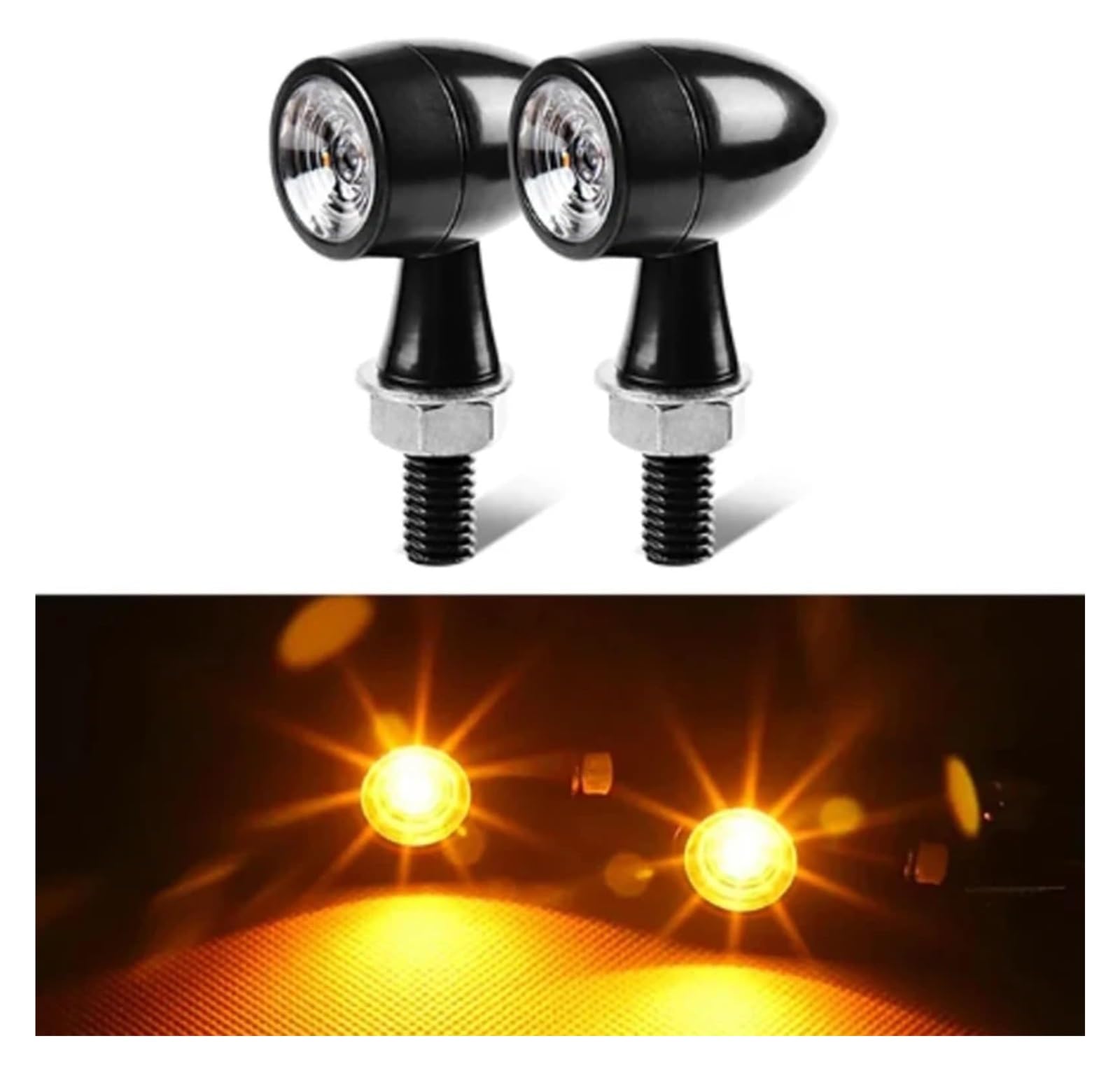Indicatore di direzione Moto 12V 8mm Moto Freccia Spia di Direzione Indicatore Luci Lampeggianti(2pcs)