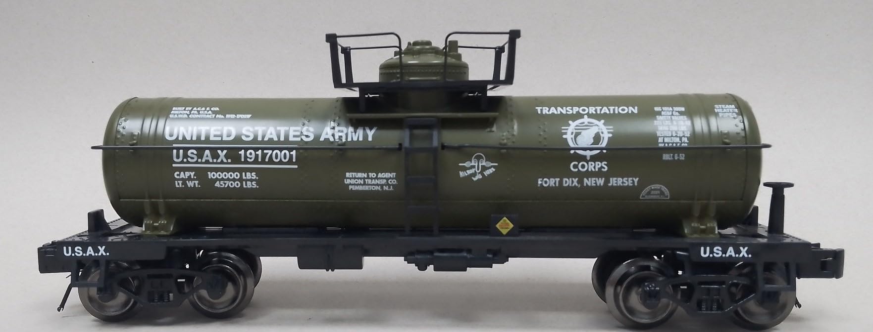 Ready Made Trains O Scale Single Dome Tank Car US Army
