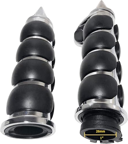Miniatura 8 de Empuñaduras de mano universales de 1 pulgada para manubrio antideslizantes de 1 pulgada de goma cromada negra para la mayoría de motocicletas,
