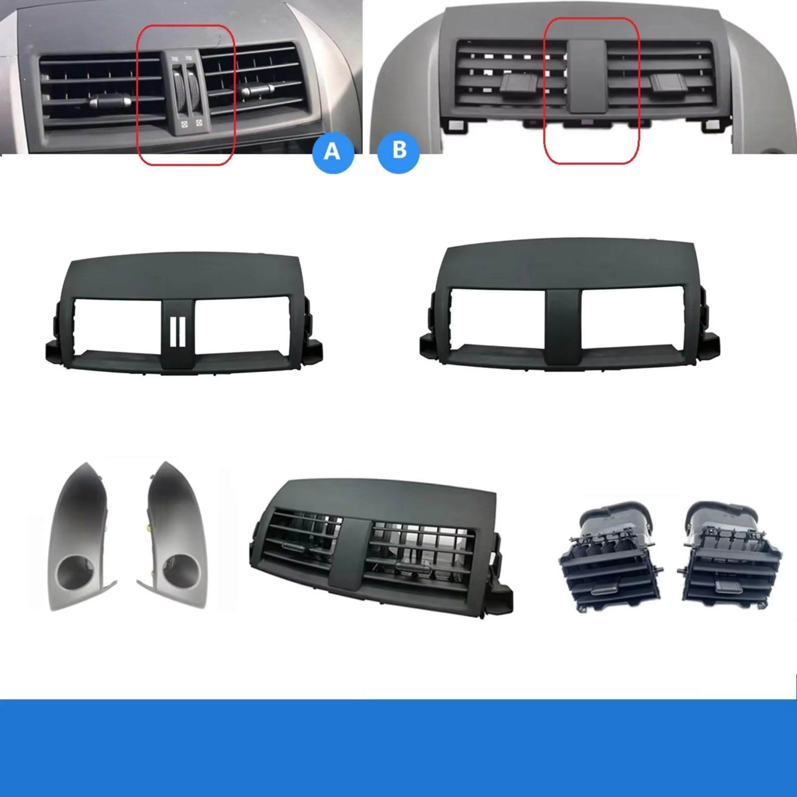 Ventilación Rejilla Para Toyota Para RAV4 2006 2007 2008 2009 2010 2011 2012 Cubierta Panel Ventilación Marco Salida Aire Acondicionado A/C Salida Ventilación Aire(Frame A)
