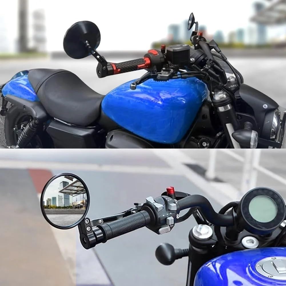Lusterko motocyklowe Moto Lusterko końcówkowe kierownicy | Akcesoria motocyklowe 7/8 Okrągły koniec drążka Lusterka tylne Widok z boku tery Widok z tyłu