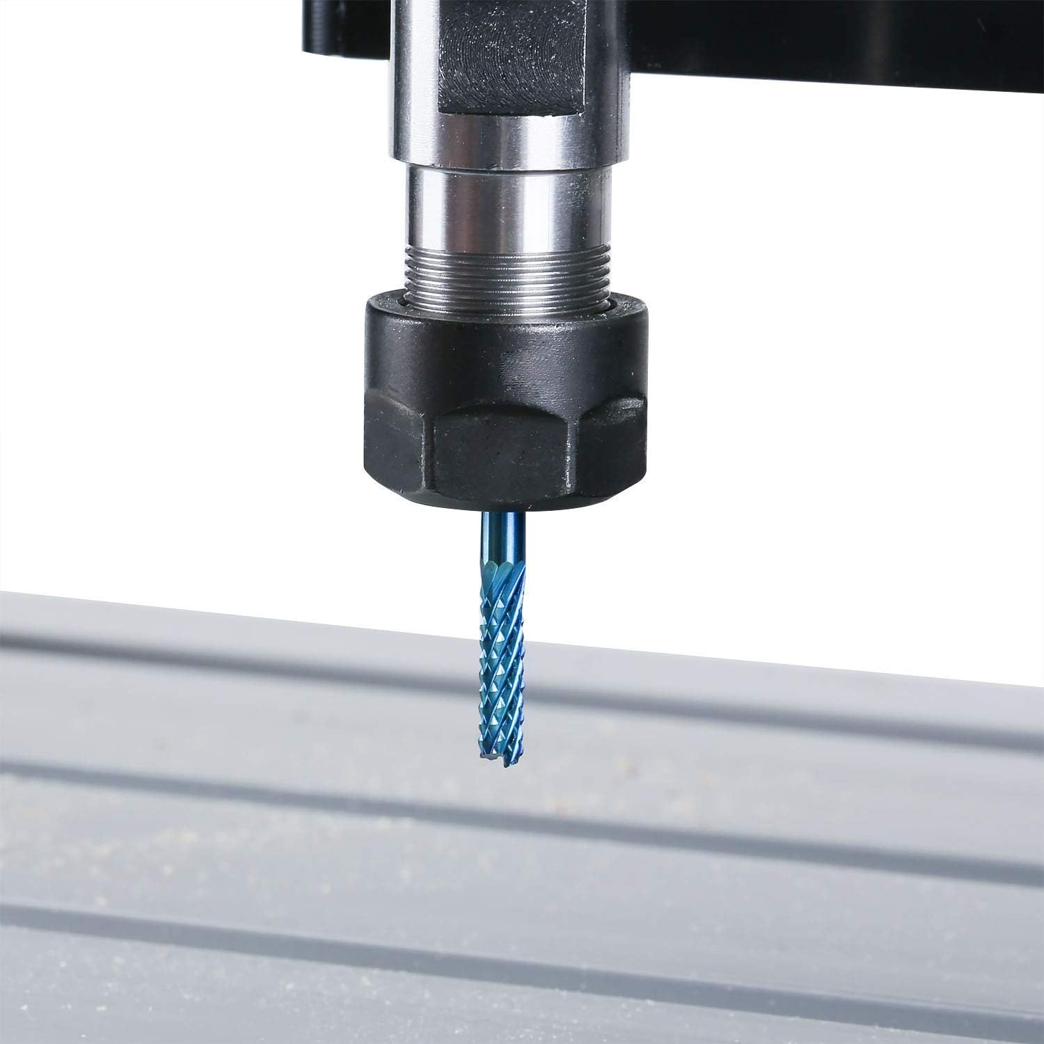 SainSmart Genmitsu 10Pcs Nano Blue Coat End Mill CNC Router Bits, 1.5-3.175mm, 1/8" Shank