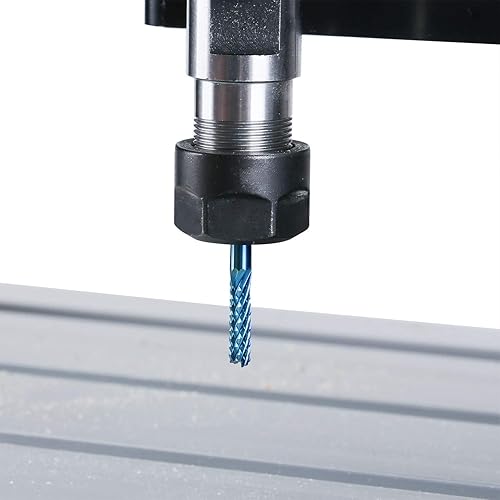 Vista 5 de SainSmart Genmitsu 10 brocas de fresadora CNC de capa nano azul, vástago de 1/8 pulgadas