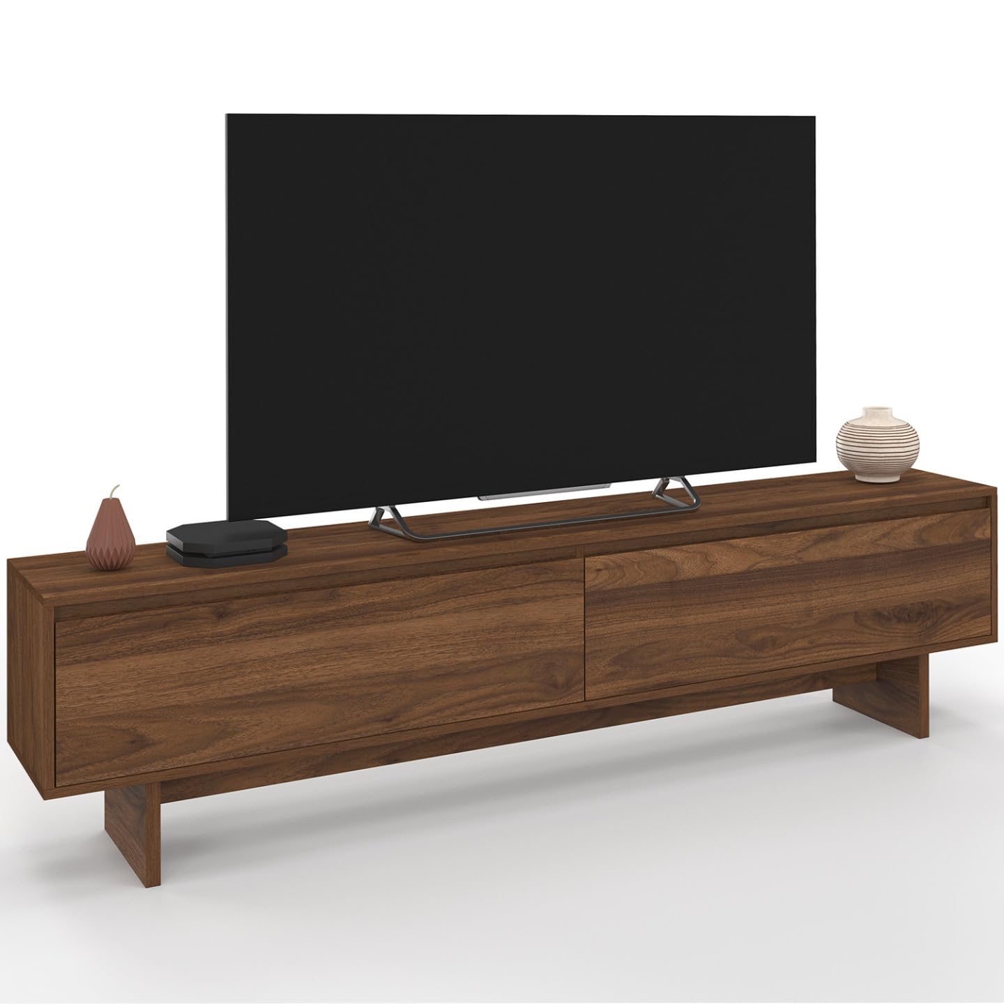 IDMarket - Meuble TV 180 cm Yuri 2 Portes Effet Noyer