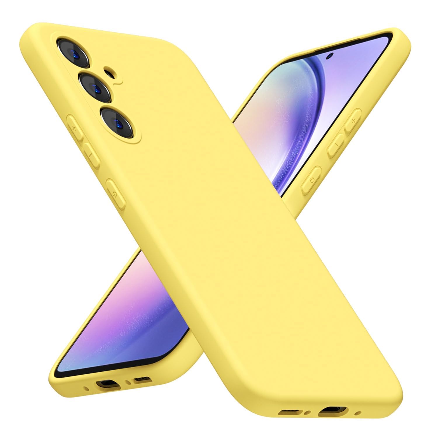 LoeoeL Funda ultrafina para Samsung Galaxy A54 5G, funda de silicona, delgada, minimalista, de goma suave, Jelly A54 5G, para mujeres y hombres, funda de plástico TPU mate liso, amarillo